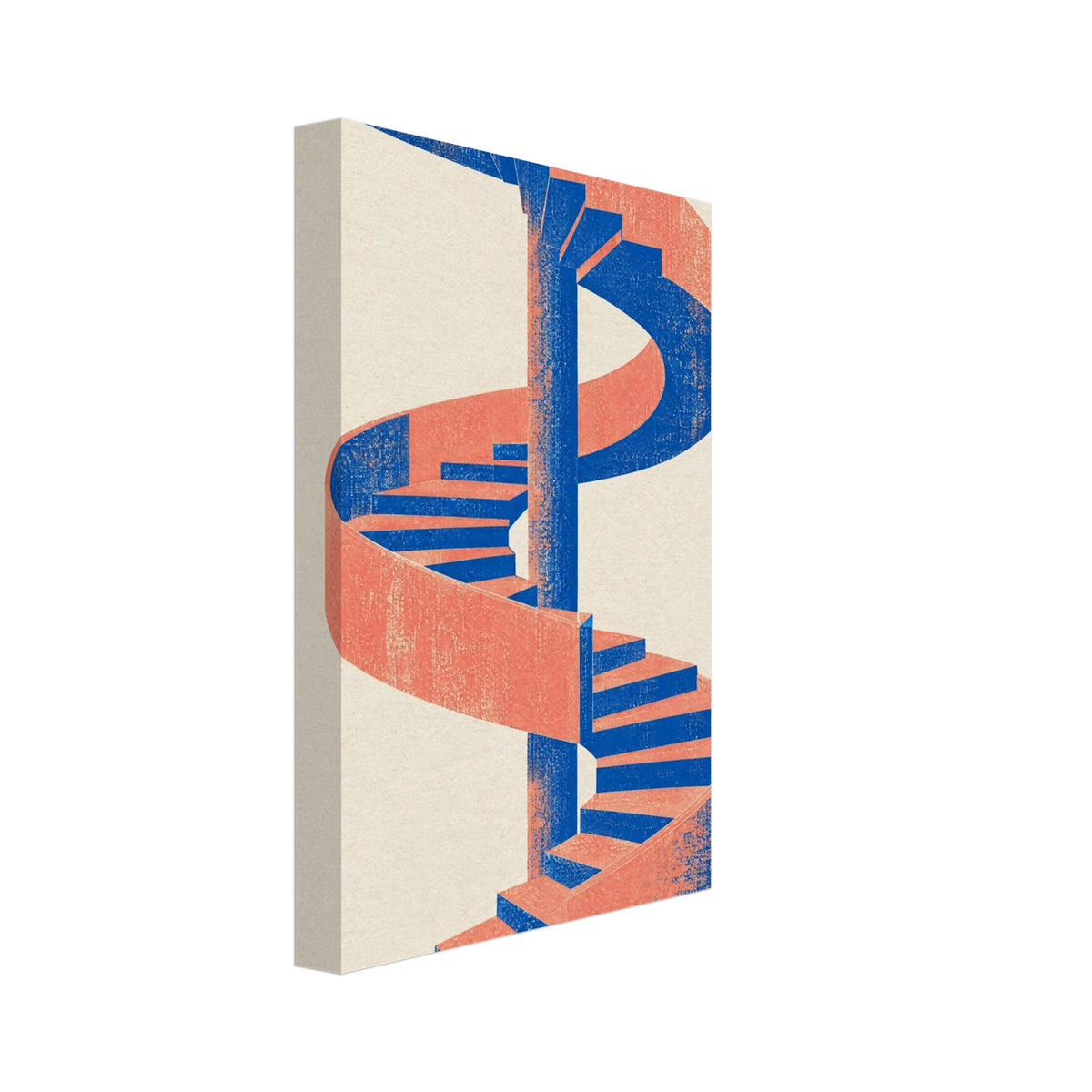 Spiral Staircase Blue And Coral Poster – Canvas