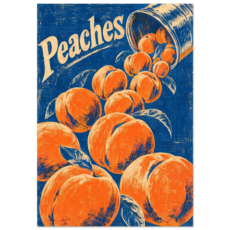 Peaches Retro Blue And Orange Poster