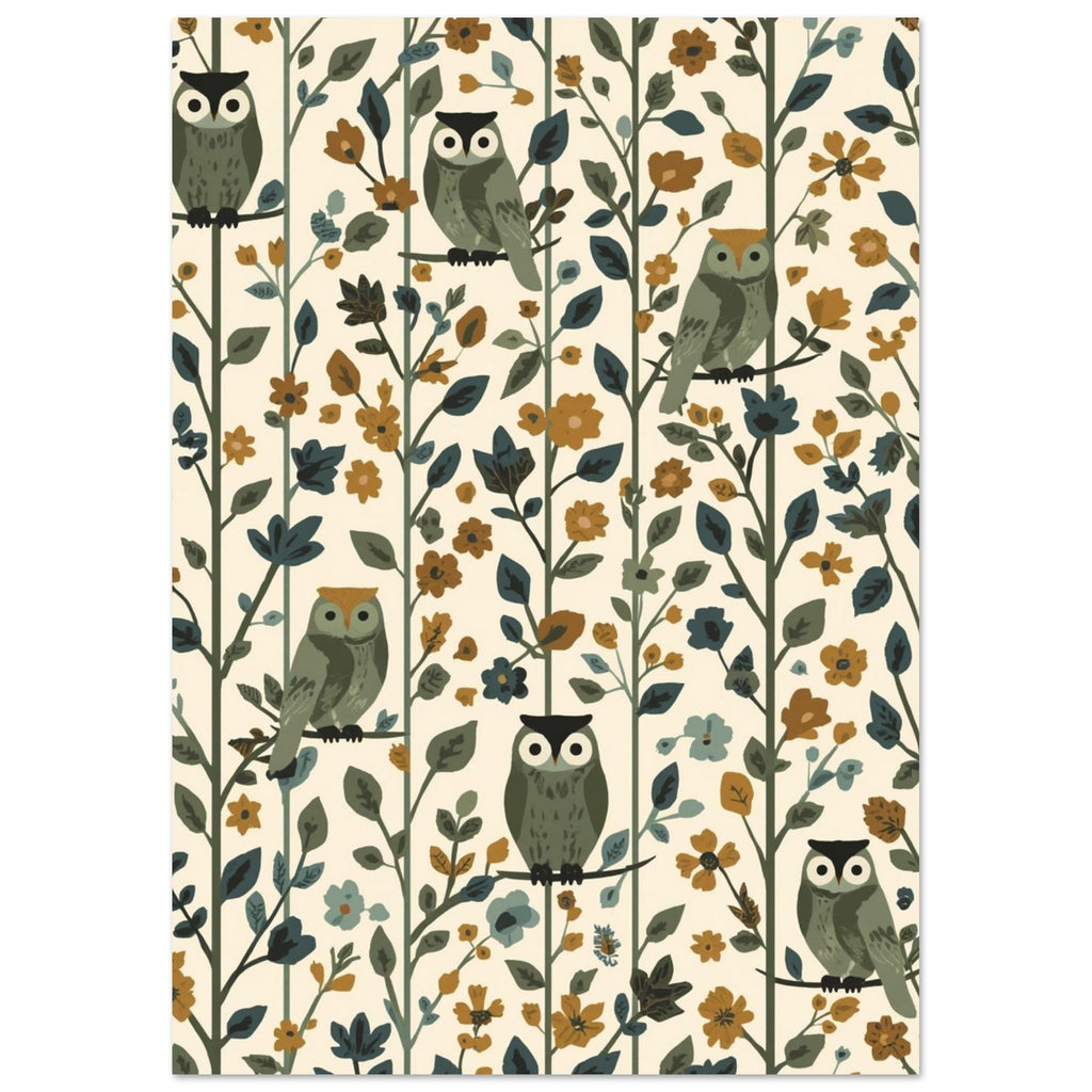 owl art print for the nursery, soft painterly artwork on matte paper