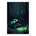 sea turtle art print for the bathroom, soft painterly artwork on matte paper