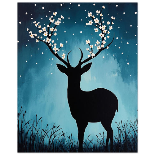 Blossom Antler Deer Teal – illustration wall art print by Printavelle – detail