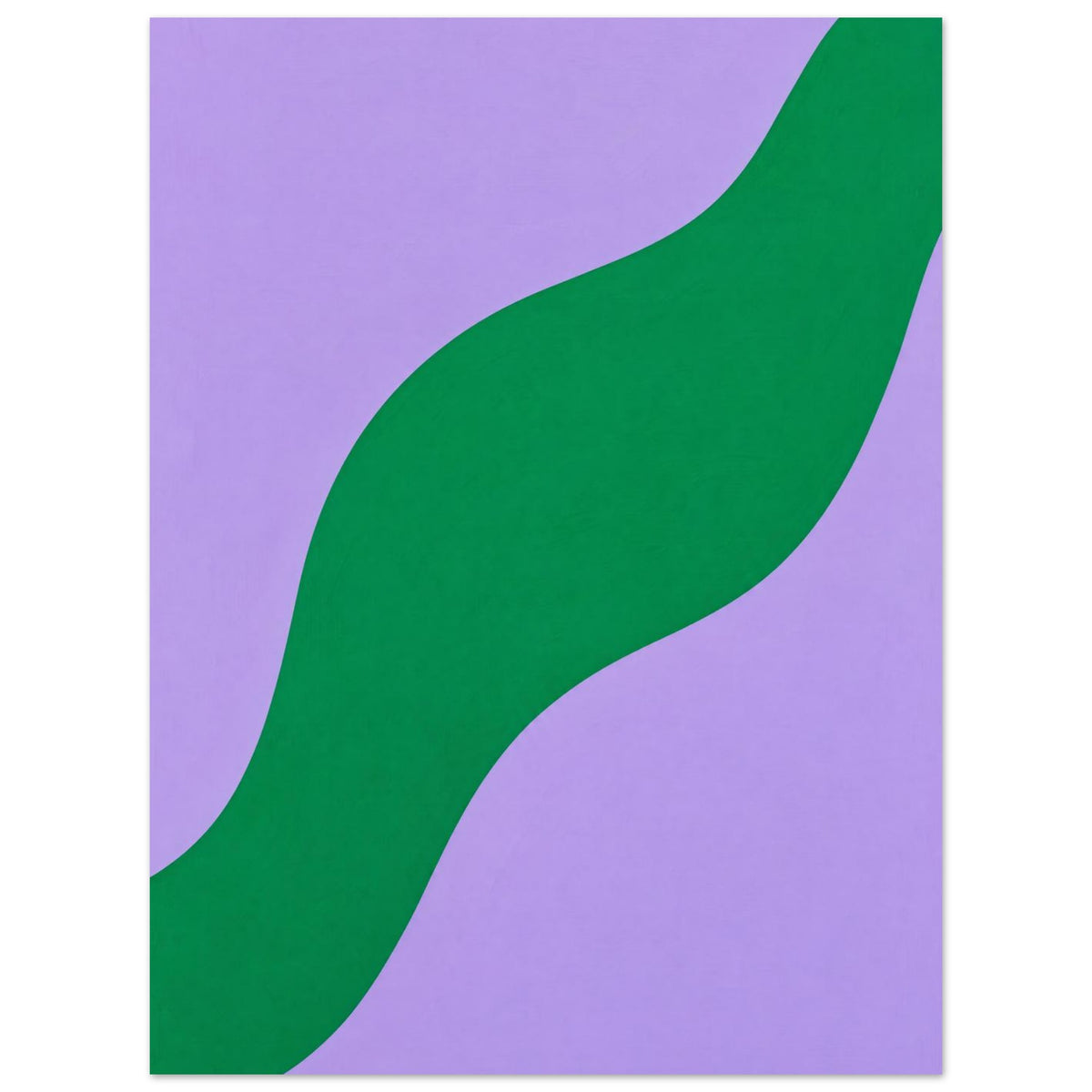 Broad green wave curving diagonally from bottom left to top right across a lilac background with subtle texture.
