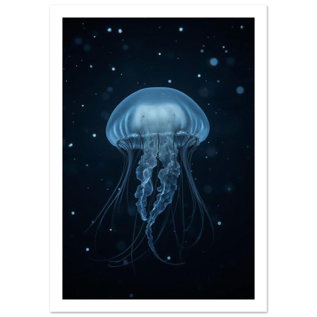 deep sea fish art print for the bathroom, soft painterly artwork on matte paper