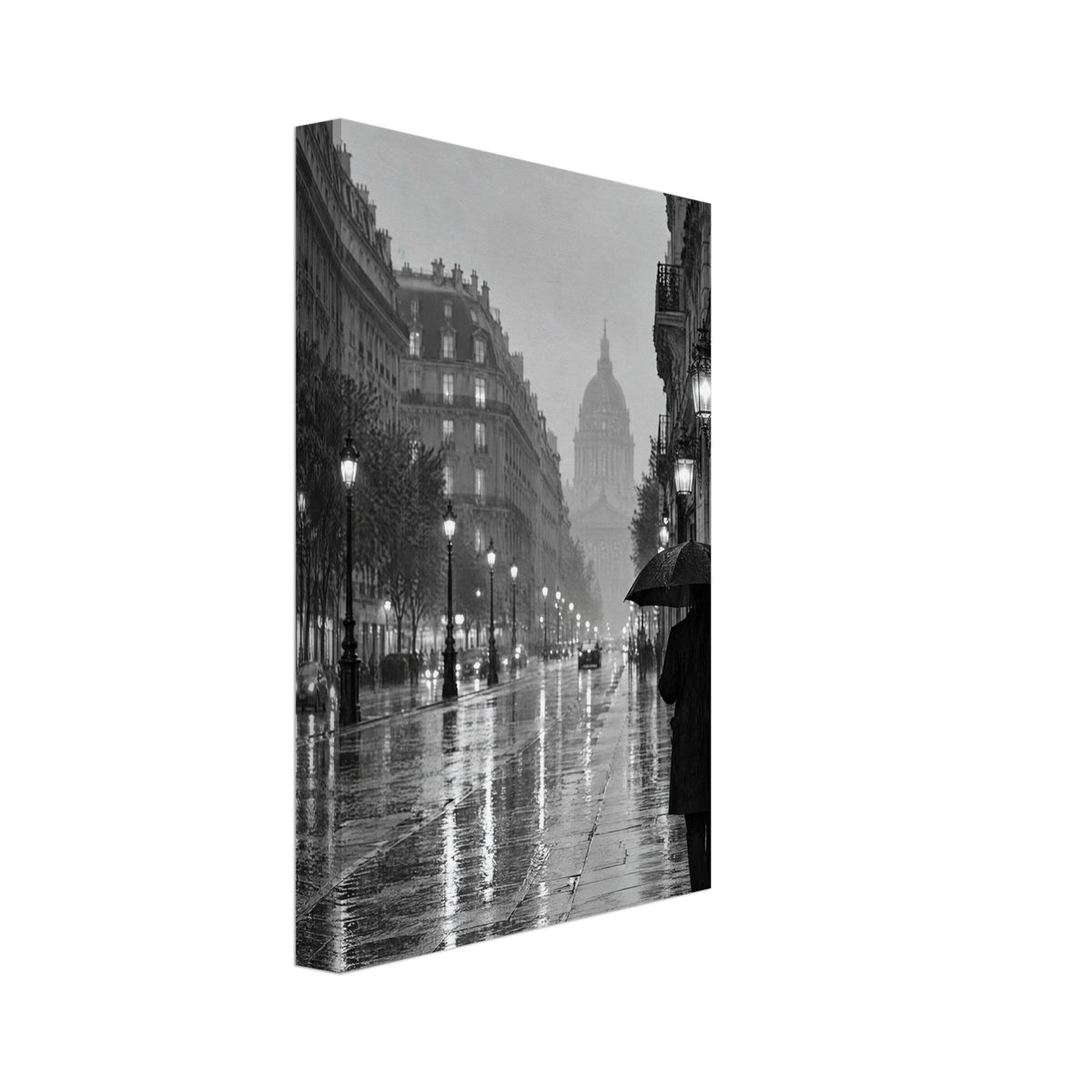 Rainy Boulevard Black And White Art Print – Canvas