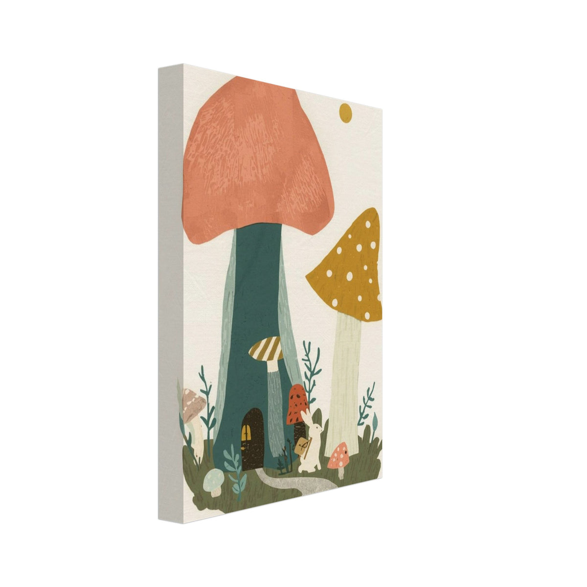 Mushroom House Woodland Nursery Art Print – Canvas