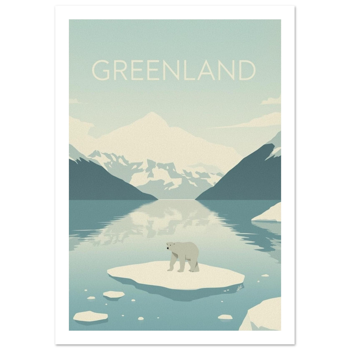 polar bear art print for the living room, soft painterly artwork on matte paper