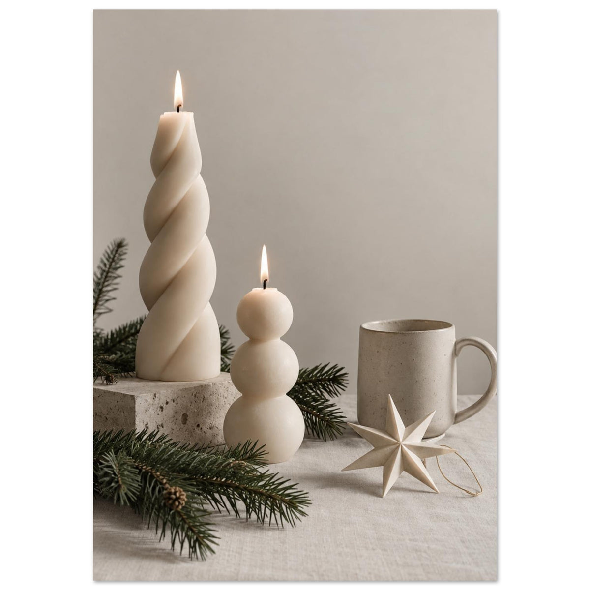 Sculptural Candles Neutral Still Life Art Print