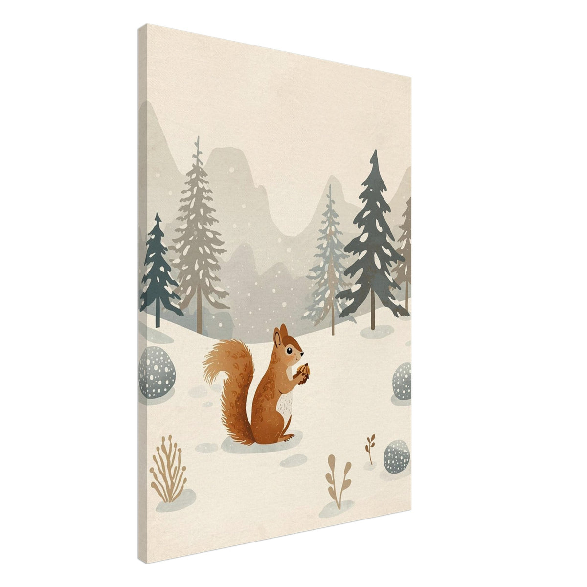 squirrel art print for the nursery, soft painterly artwork on matte paper