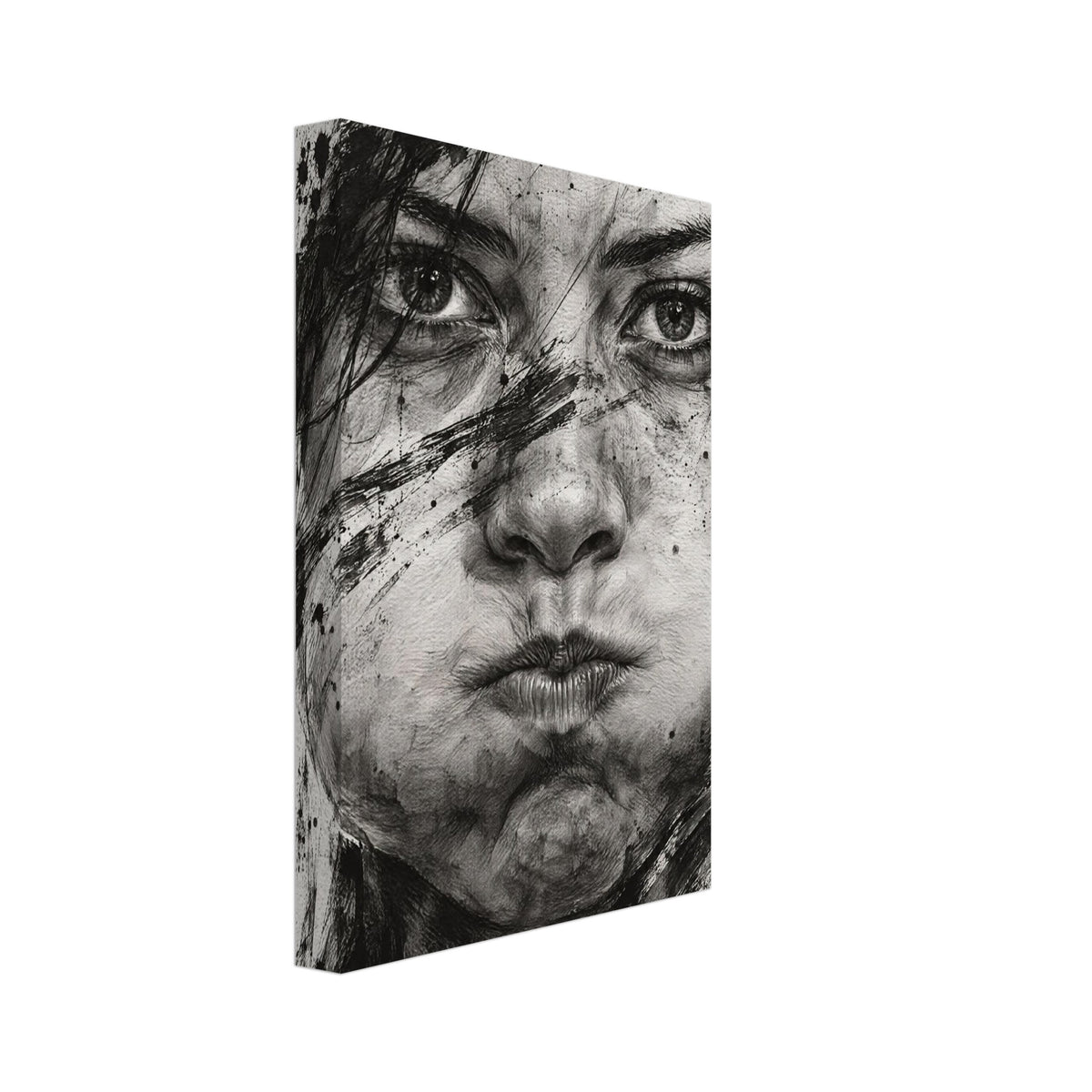 Expressive Face Black And White Art Print – Canvas