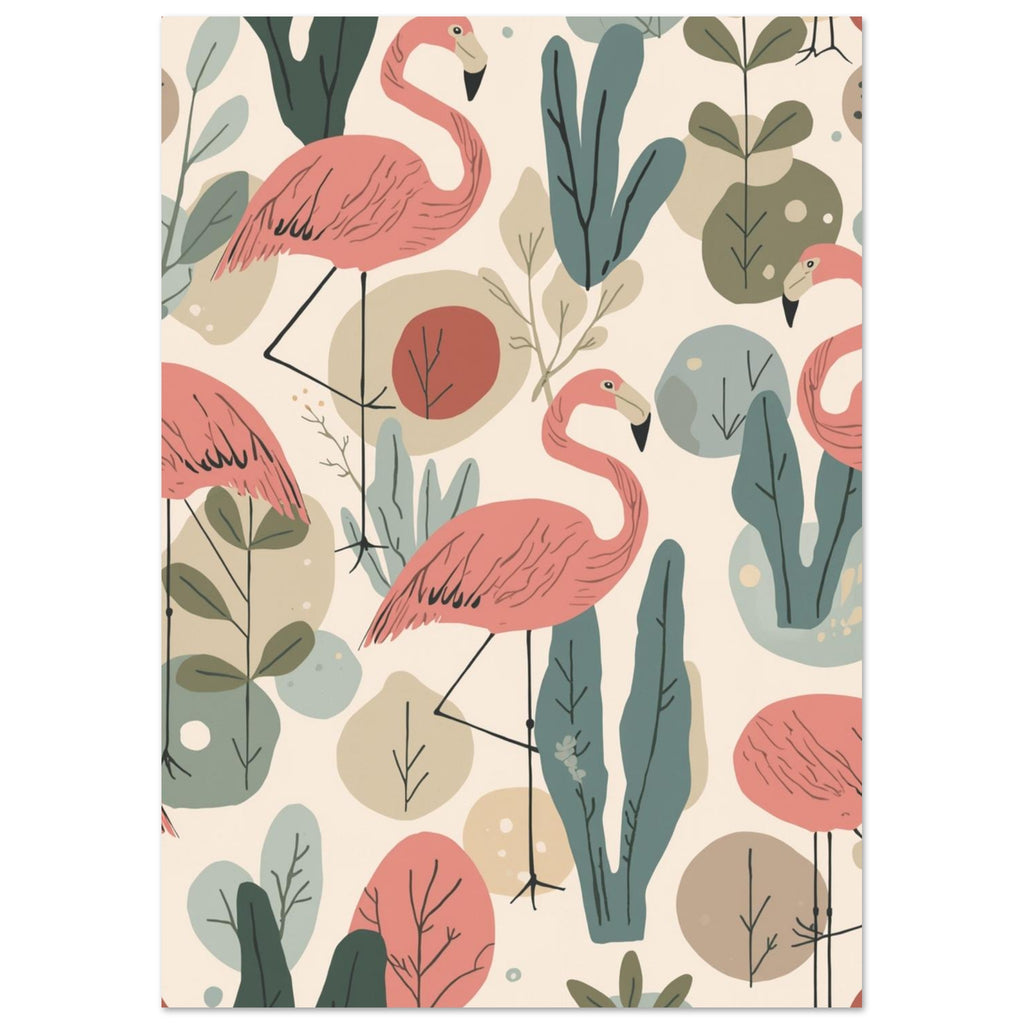 flamingo art print for the bedroom, soft painterly artwork on matte paper