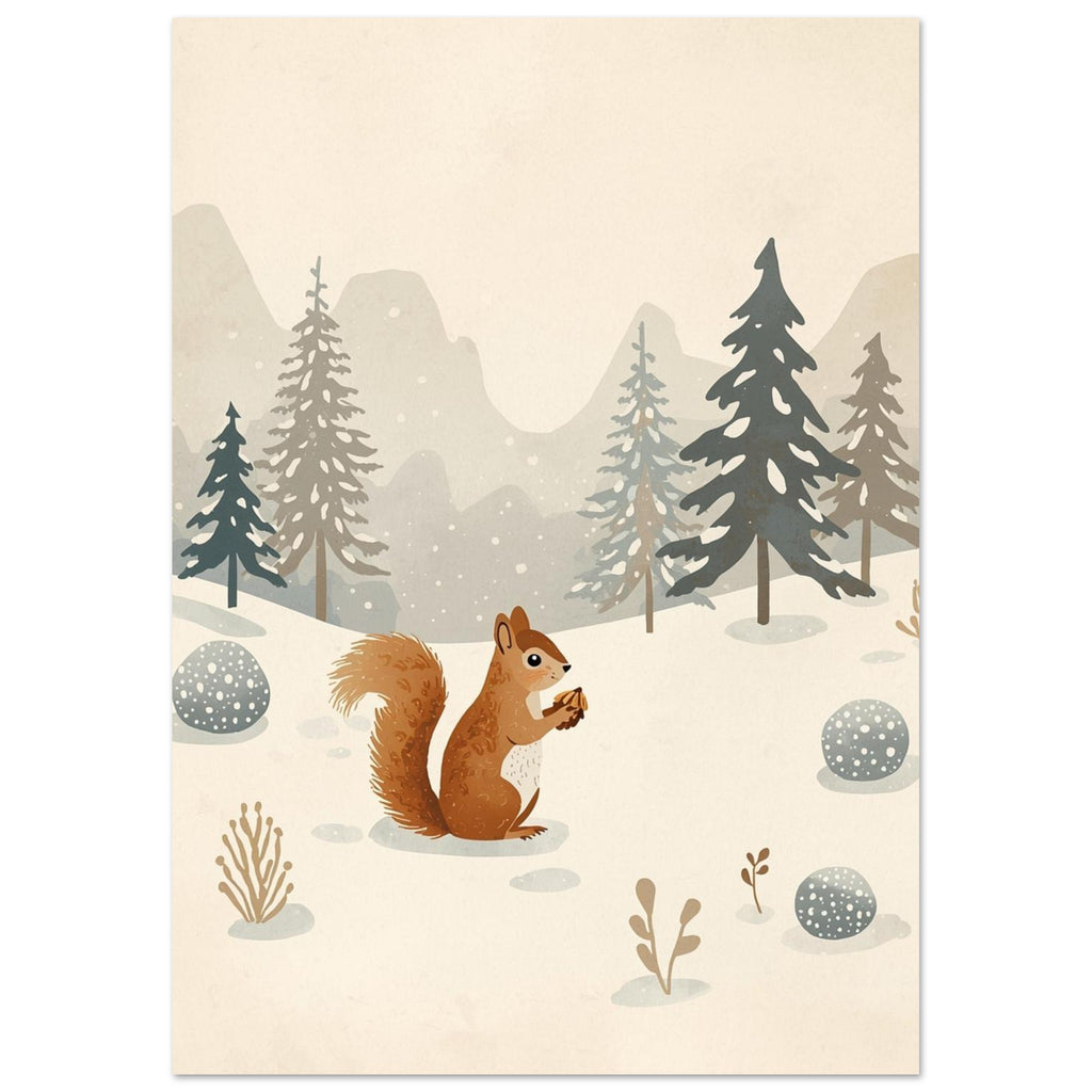 squirrel art print for the nursery, soft painterly artwork on matte paper