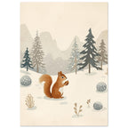 squirrel art print for the nursery, soft painterly artwork on matte paper