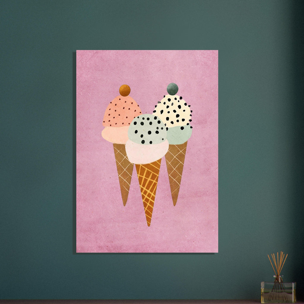 Pastel Ice Cream Cones Illustration – illustration wall art print by Printavelle – close-up