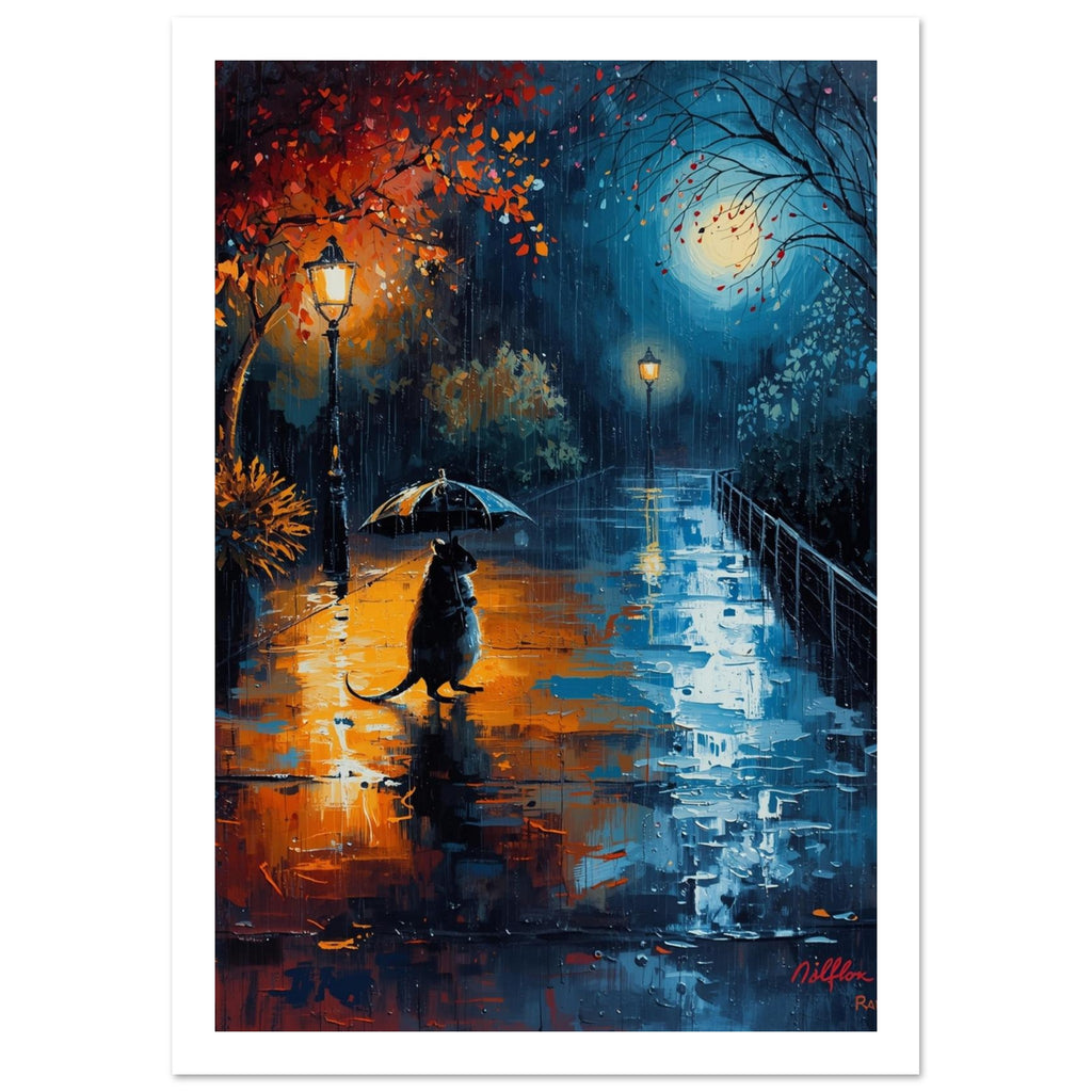 little woodland mouse art print for the nursery, soft painterly artwork on matte paper