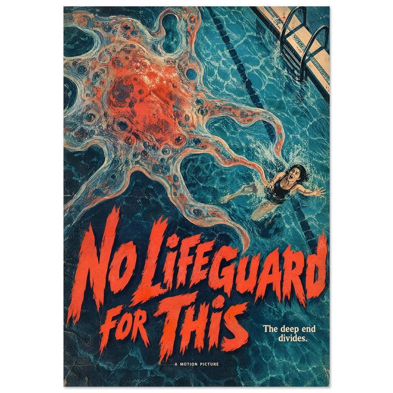 Swimming Pool Monster Retro Horror Poster