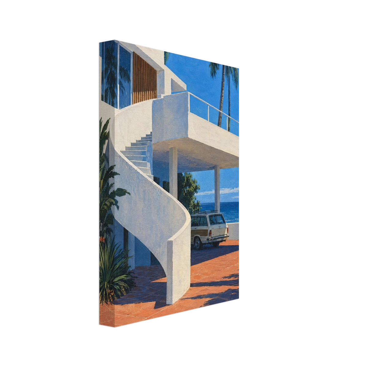 Coastal Villa Spiral Staircase Art Print – Canvas