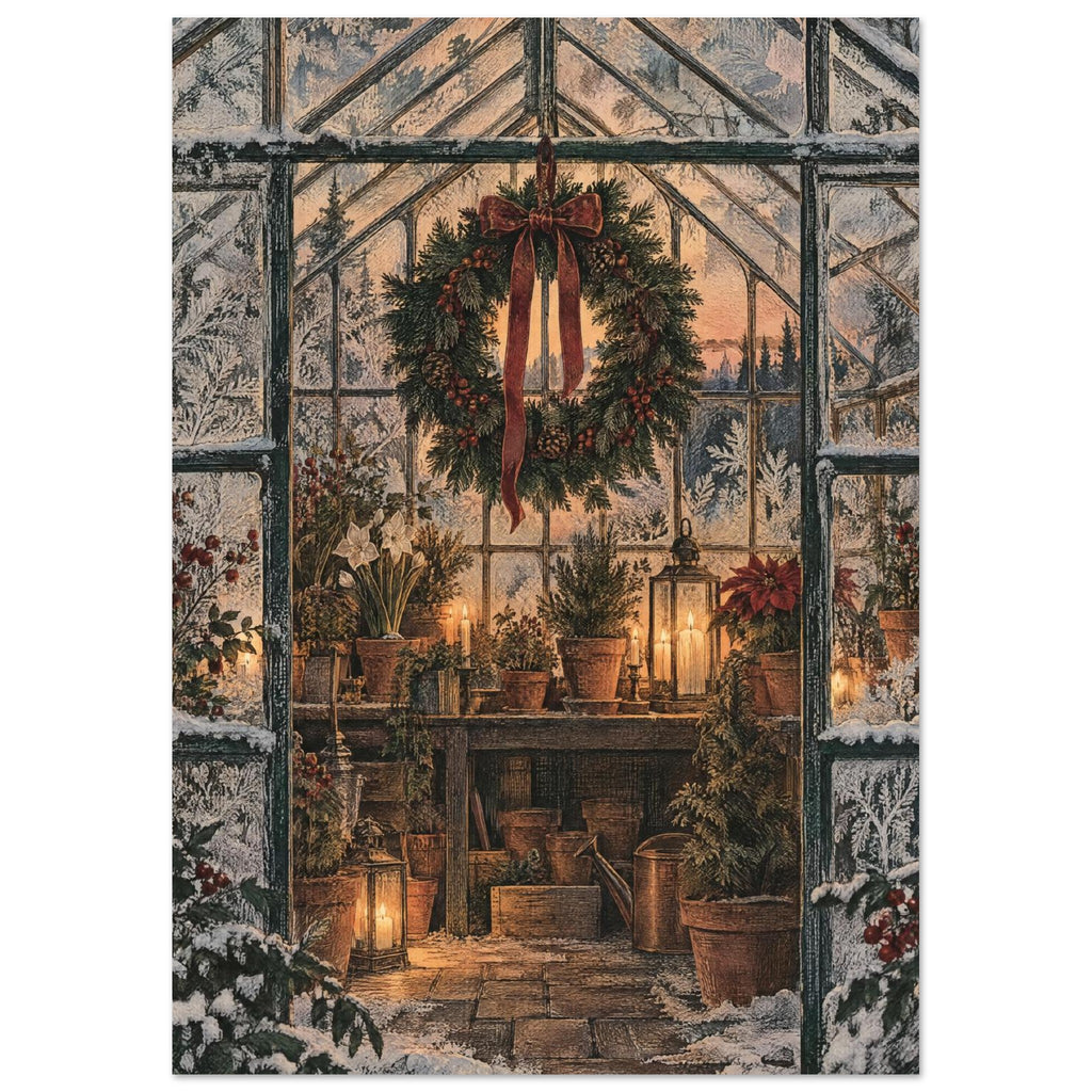 Christmas Wreath Vintage Style – illustration wall art print by Printavelle – close-up