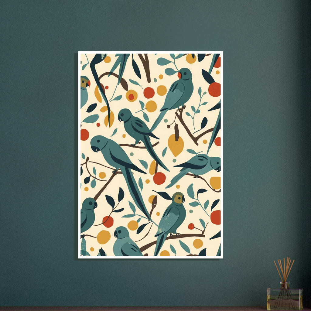 parrot art print for the living room, soft painterly artwork on matte paper