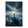 polar bear art print for the living room, soft painterly artwork on matte paper