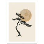 Pine Tree Japandi Art Print – White Border