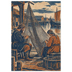 Fishing Net Mending Vintage Art Print
