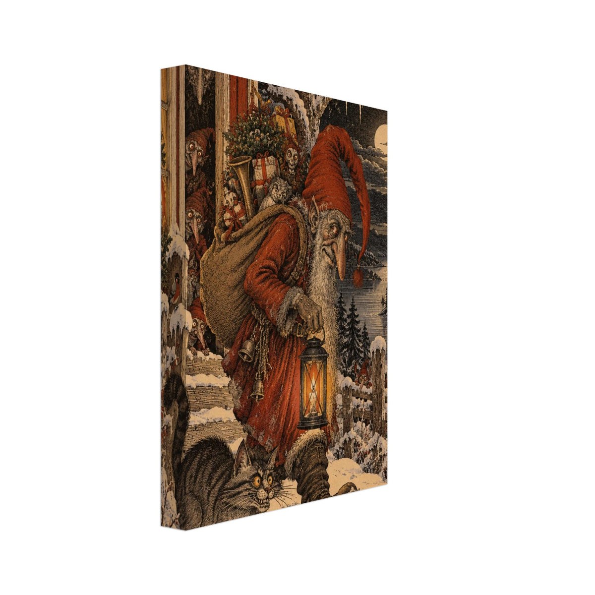 Christmas Gnome Vintage Style Art Print – Canvas