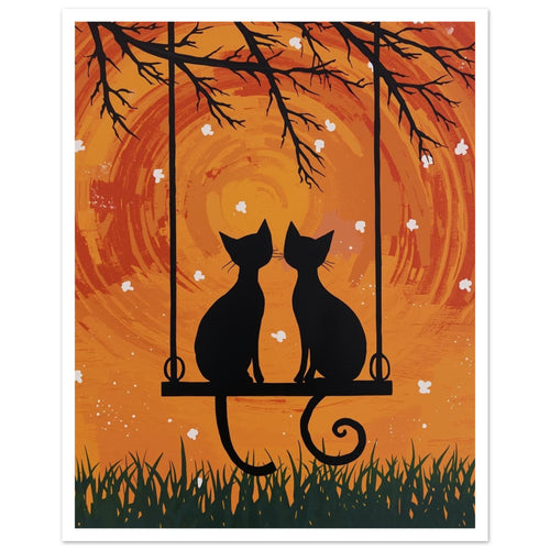 cat art print for the living room, soft painterly artwork on matte paper
