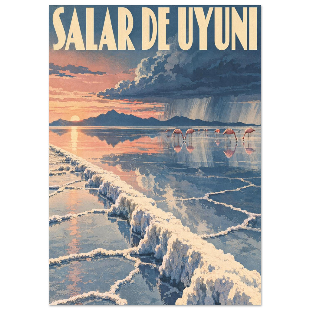 Salar De Uyuni Retro Travel – illustration wall art print by Printavelle – close-up