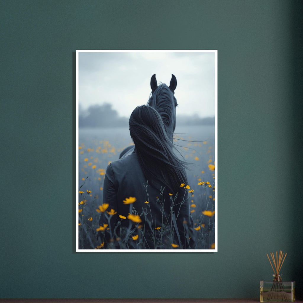 horse art print for the living room, soft painterly artwork on matte paper