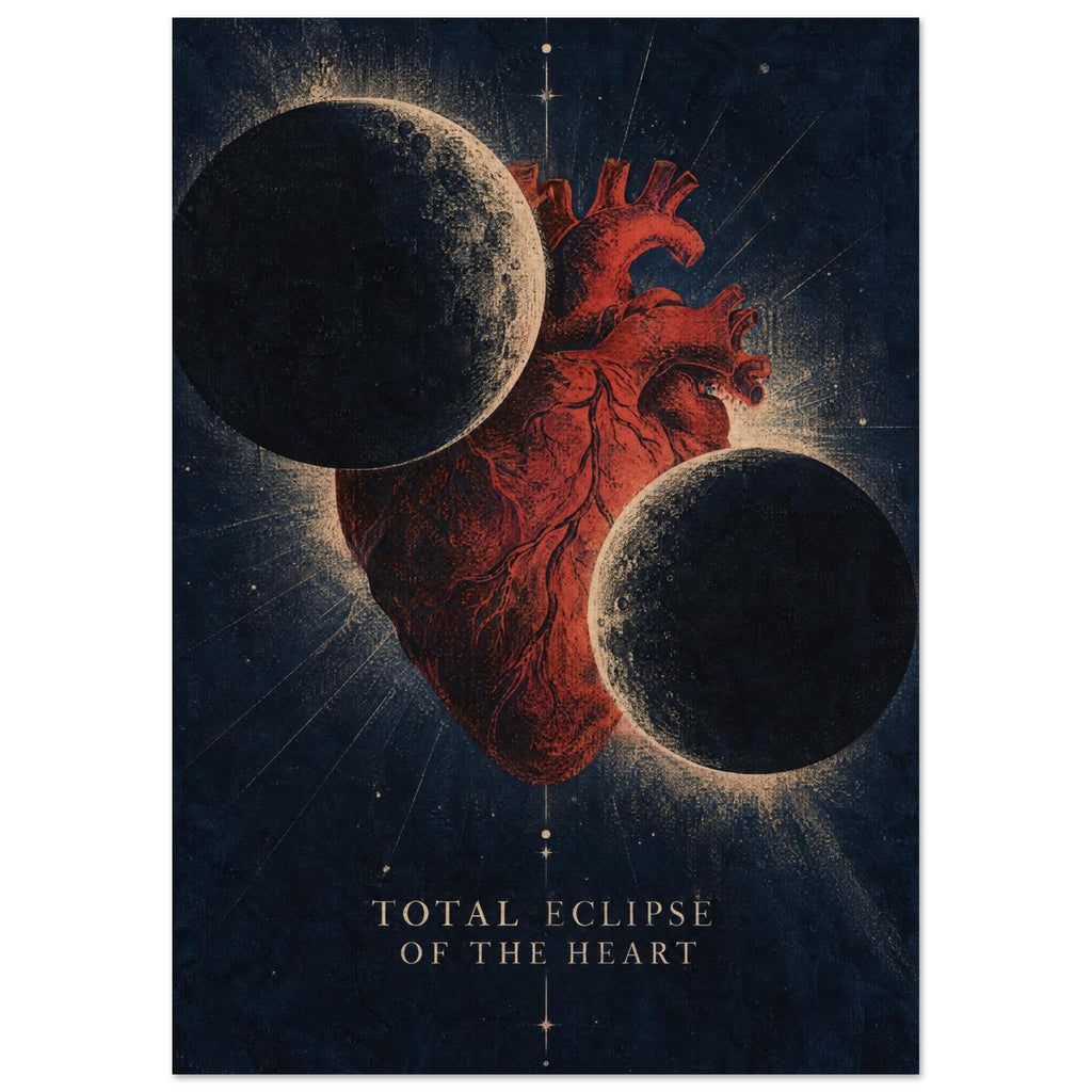Anatomical Heart And Moon Eclipse – illustration wall art print by Printavelle – close-up