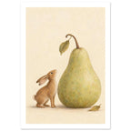 Hare And Giant Pear Nursery Art Print – White Border