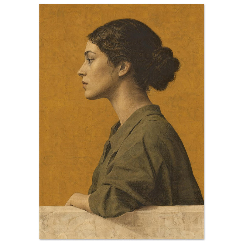Woman In Profile Ochre Art Print
