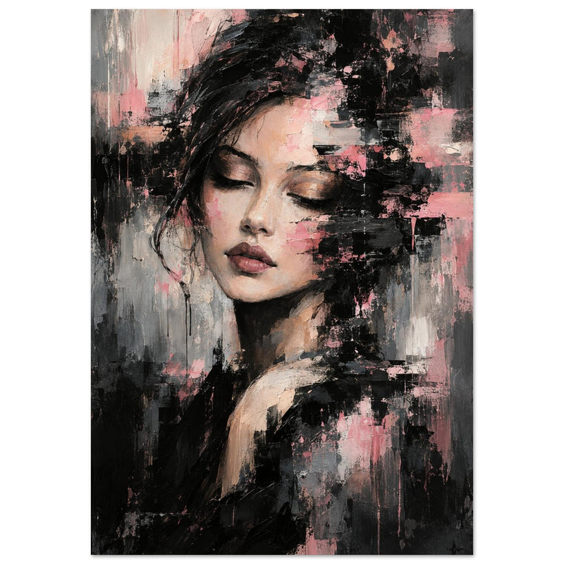 Portrait de femme rose et noir – affiche