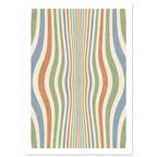 Wavy Stripes Retro Art Print – White Border