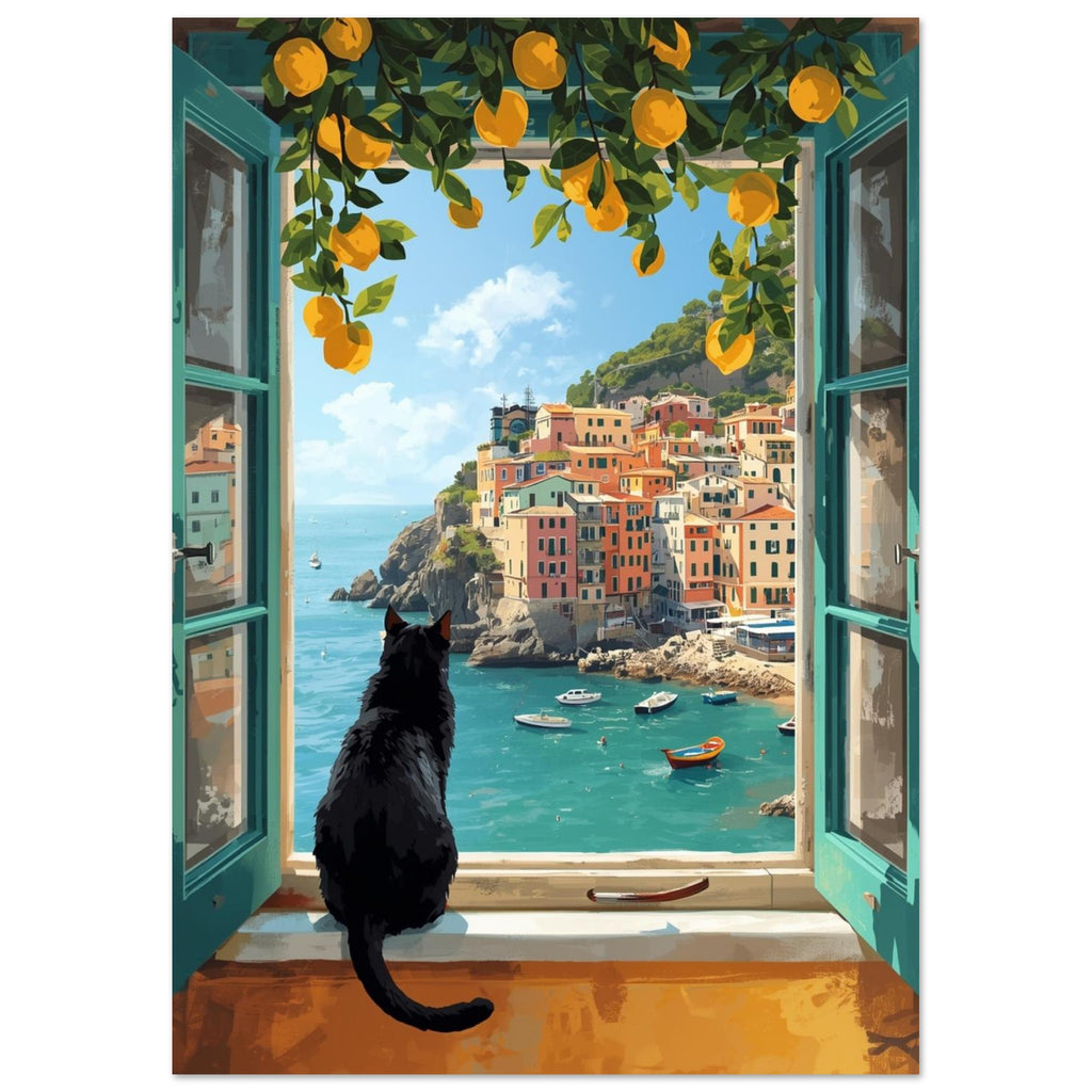 cat art print for the living room, soft painterly artwork on matte paper