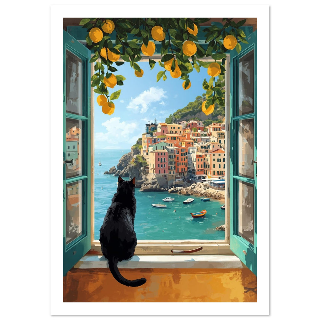 cat art print for the living room, soft painterly artwork on matte paper