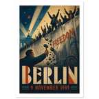 Berlin Wall Retro Illustrated Poster – White Border