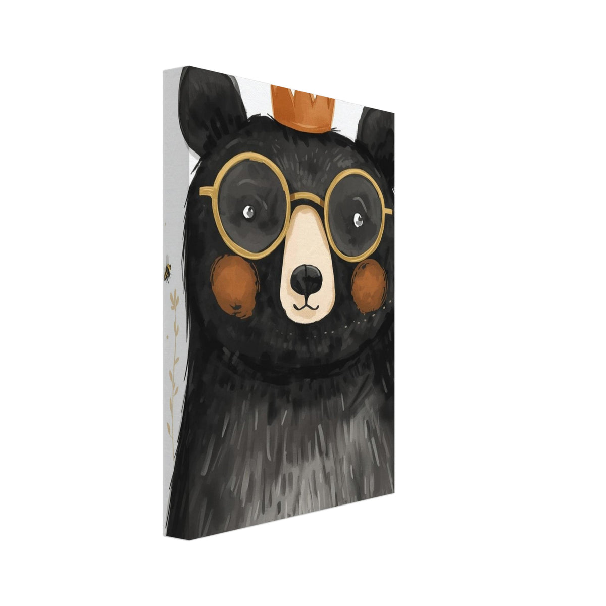 Crowned Bear With Glasses Nursery Poster – Canvas