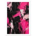 Pink And Black Abstract Brushstroke Poster – White Border