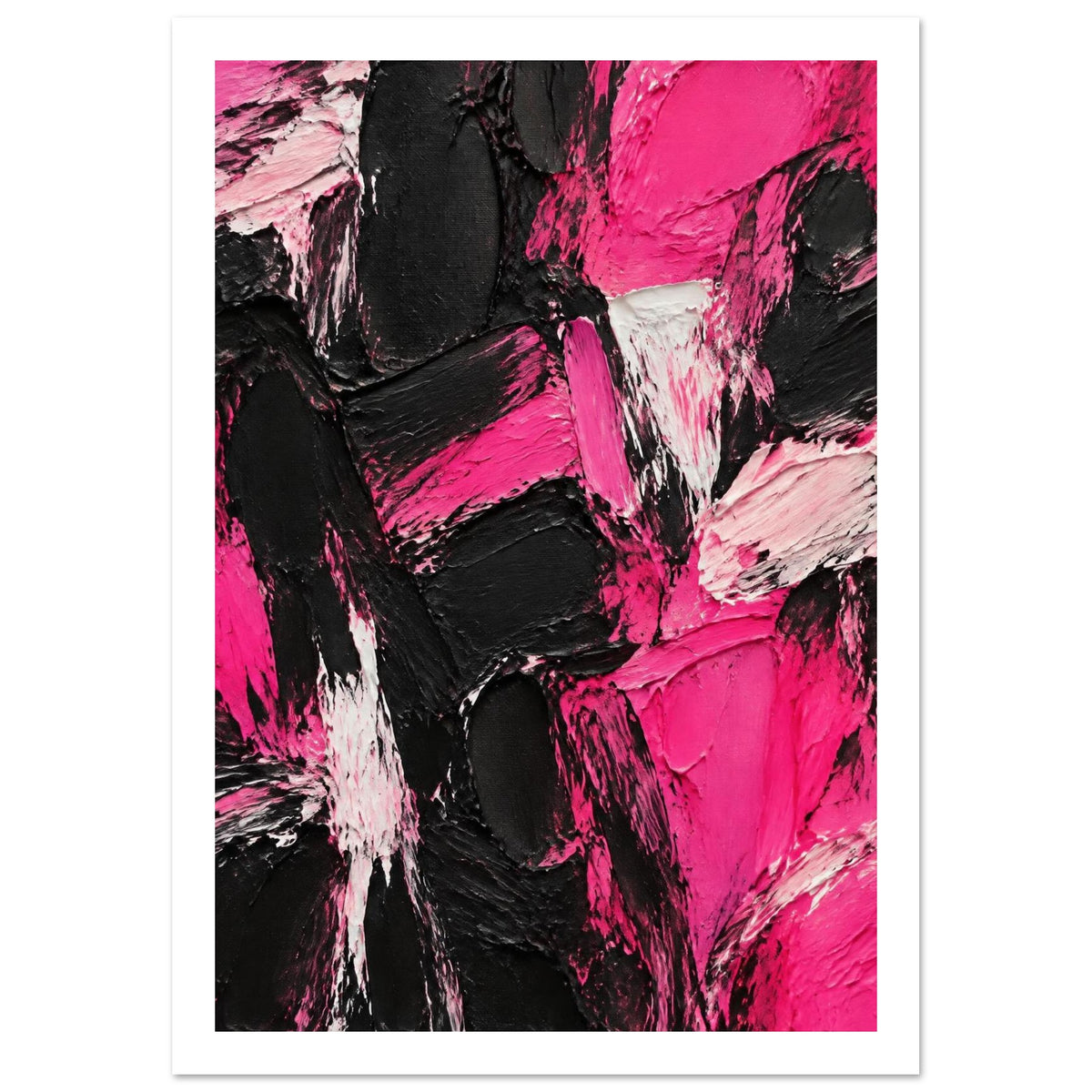 Pink And Black Abstract Brushstroke Poster – White Border