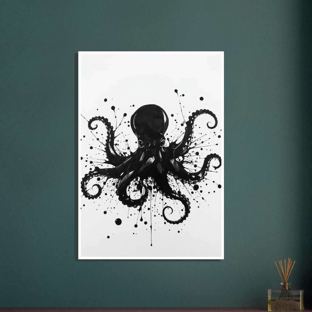 kraken art print for the home office, soft painterly artwork on matte paper