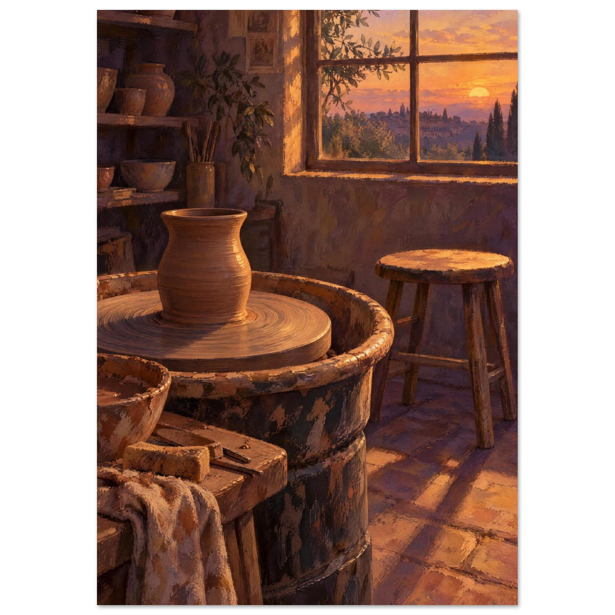 Sunset Pottery Studio Art Print