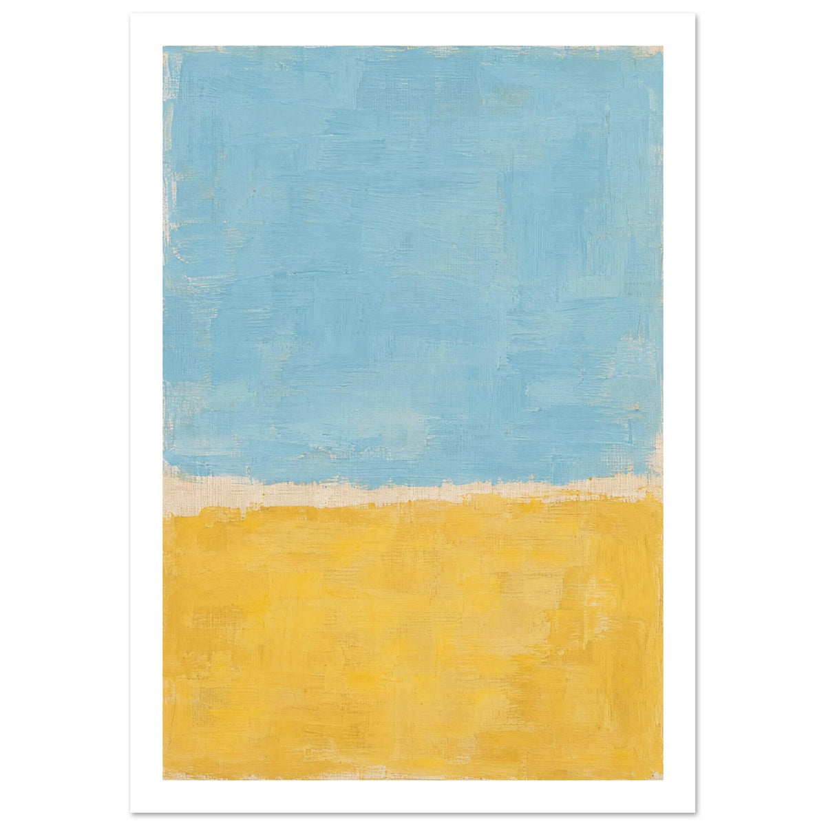 Blue And Yellow Colour Block Art Print – White Border