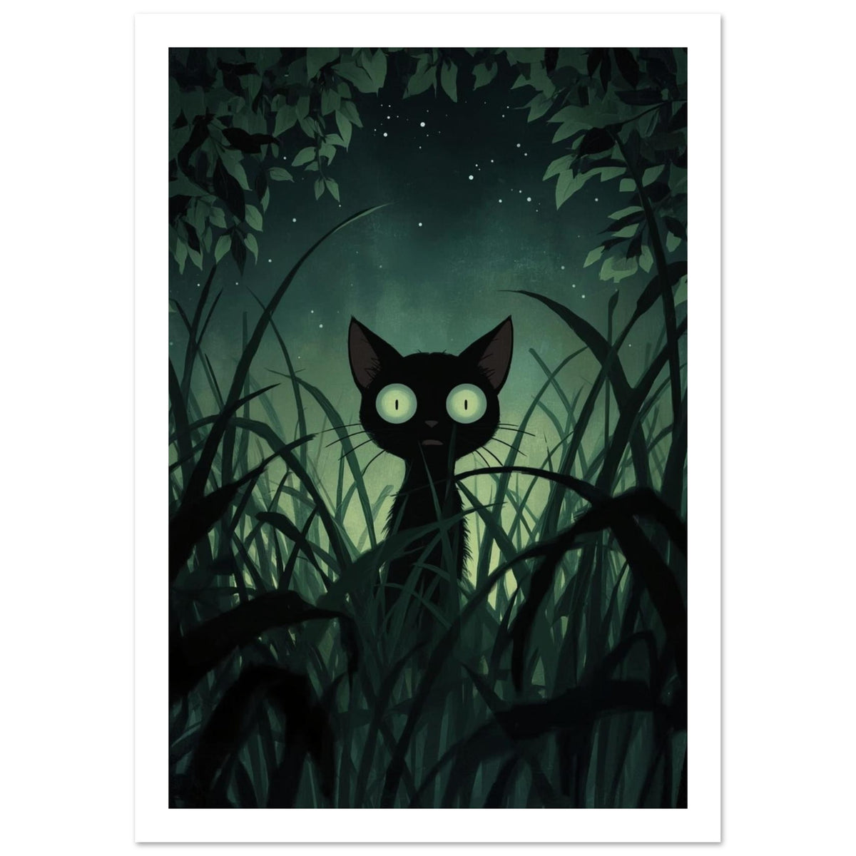 Quiet Cat Art Print – White Border