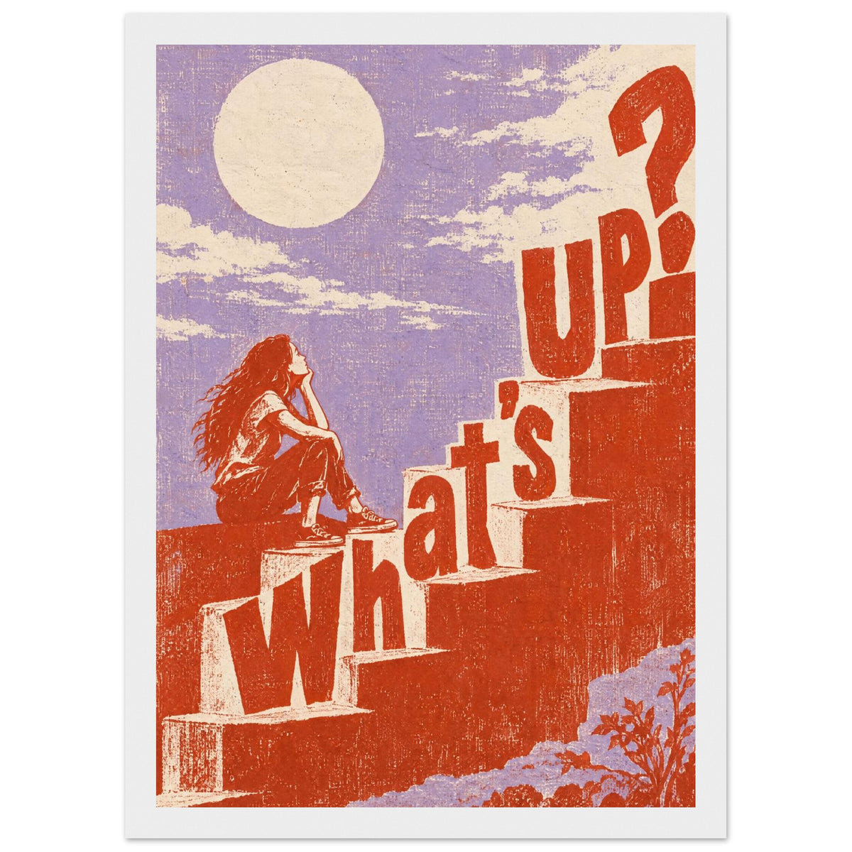 What's Up Retro Typography Poster – Framed