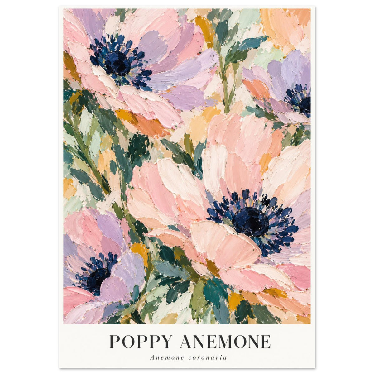 Poppy Anemone Pastel Floral Art Print