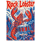 Rock Lobster Retro Drummer Poster