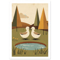 small garden bird art print for the kitchen, soft painterly artwork on matte paper
