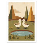 small garden bird art print for the kitchen, soft painterly artwork on matte paper