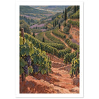 Terraced Vineyard Landscape Art Print – White Border